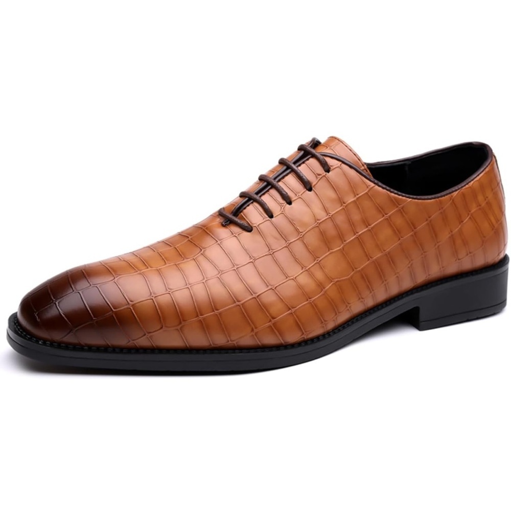 Mens Retro Oxford Dress Shoes Textured Leather Non Slip Business Casual 11 Brown